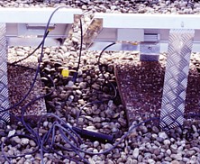 AC-wiring of 6x 108 Wp system with fixed connections in resin-filled black plastic tube