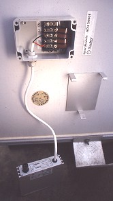 backside of ACN2000E 93 Wp AC-module with opened junction box and OK4E 100 Watt inverter removed from metal frame