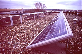 part of 3 private PV-systems on roof of housing association, Leiden (NL)