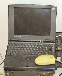 Ton Peter's old laptop computer for constant data-collection of PV-system.