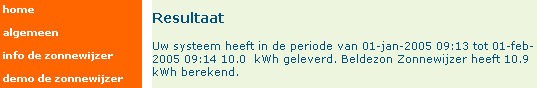 Determined and calculated production results of 4x 93 Wp group of solar panels with one defective inverter in Januari 2005. Source: Zonnewijzer, http://zonnewijzer.beldezon.nl/